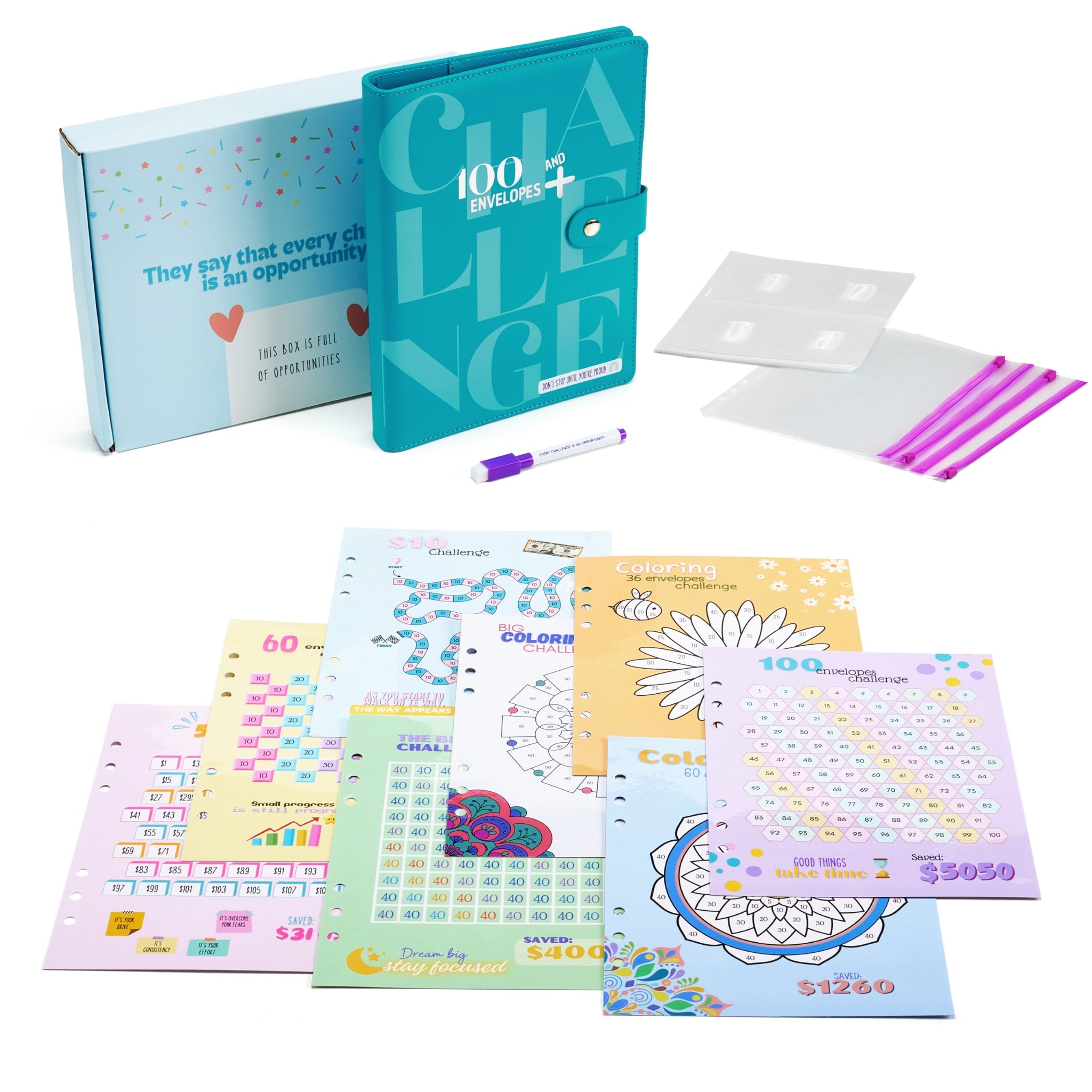 100 Envelopes Money Saving Binder A5+