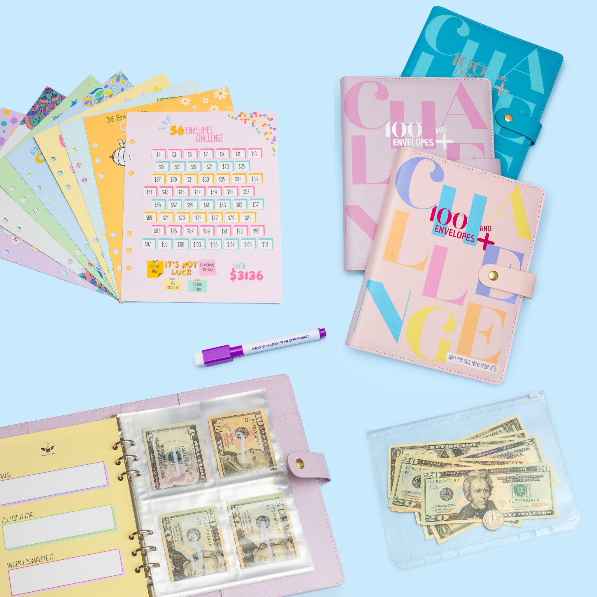 100 Envelopes Money Saving Binder A5+