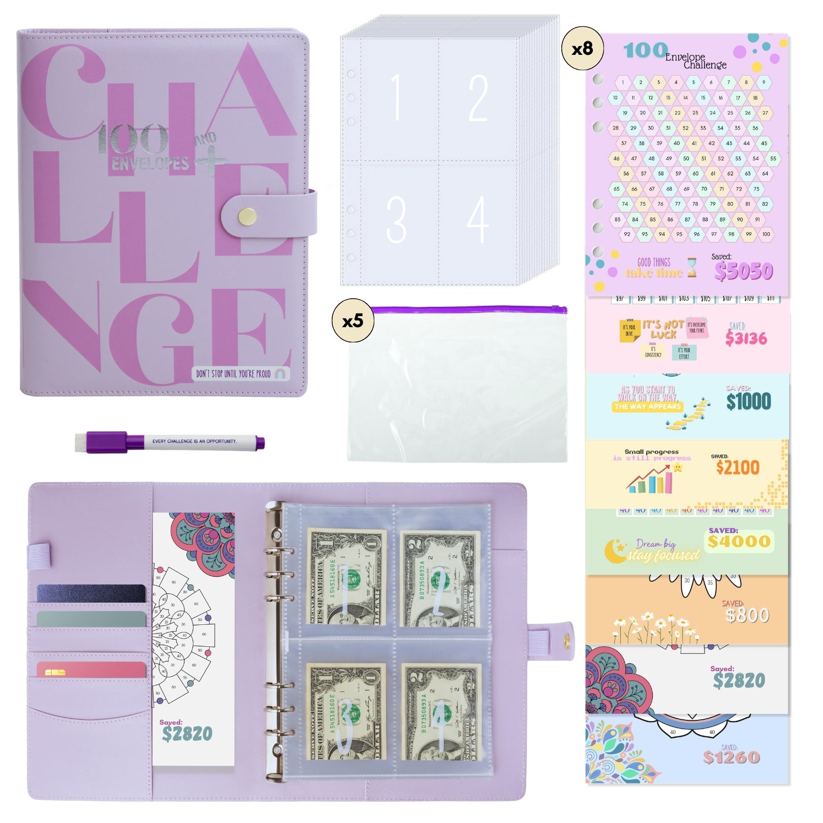 100 Envelopes Money Saving Binder A5+